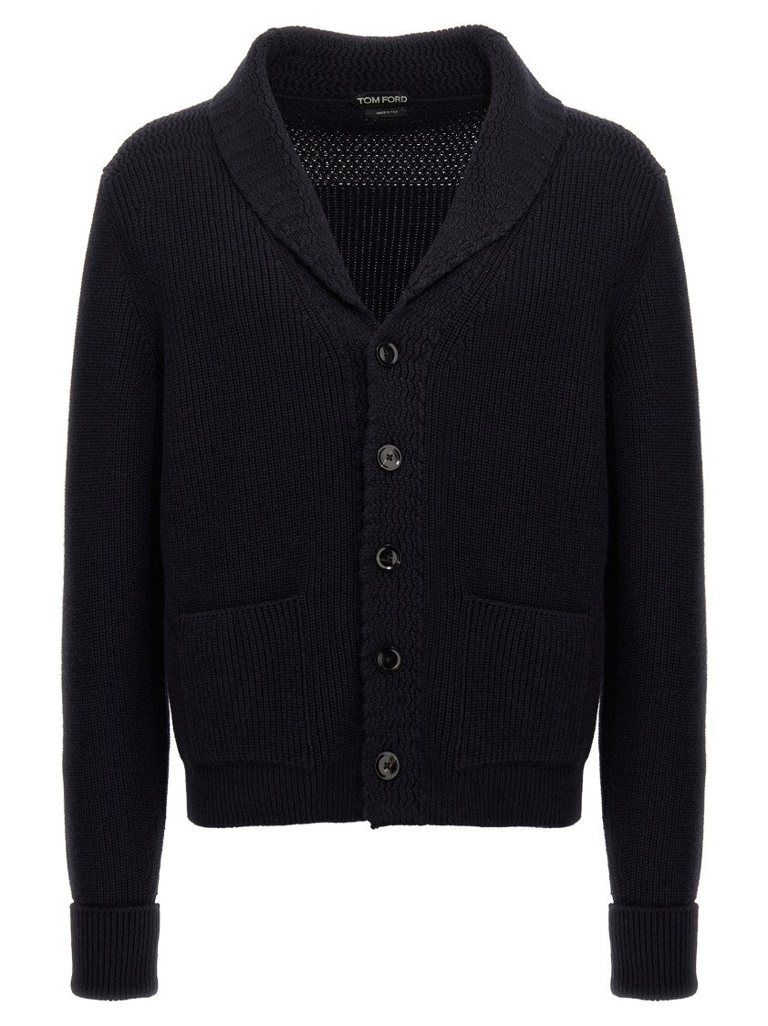 Tom Ford Textured Knit Cashmere Shawl Cardigan
