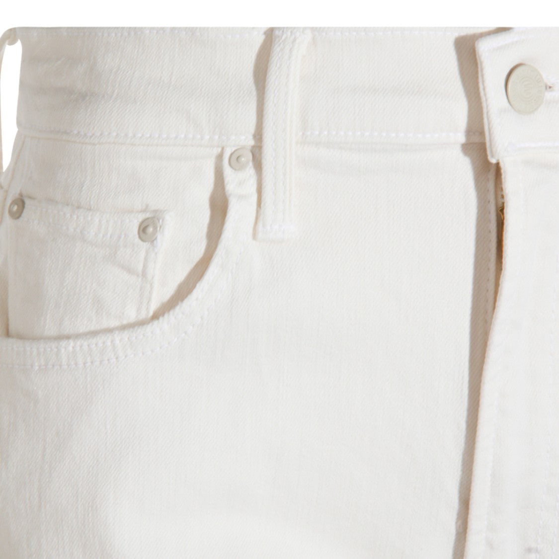 Mother High-Waisted White Cotton Jeans With Functional Pockets