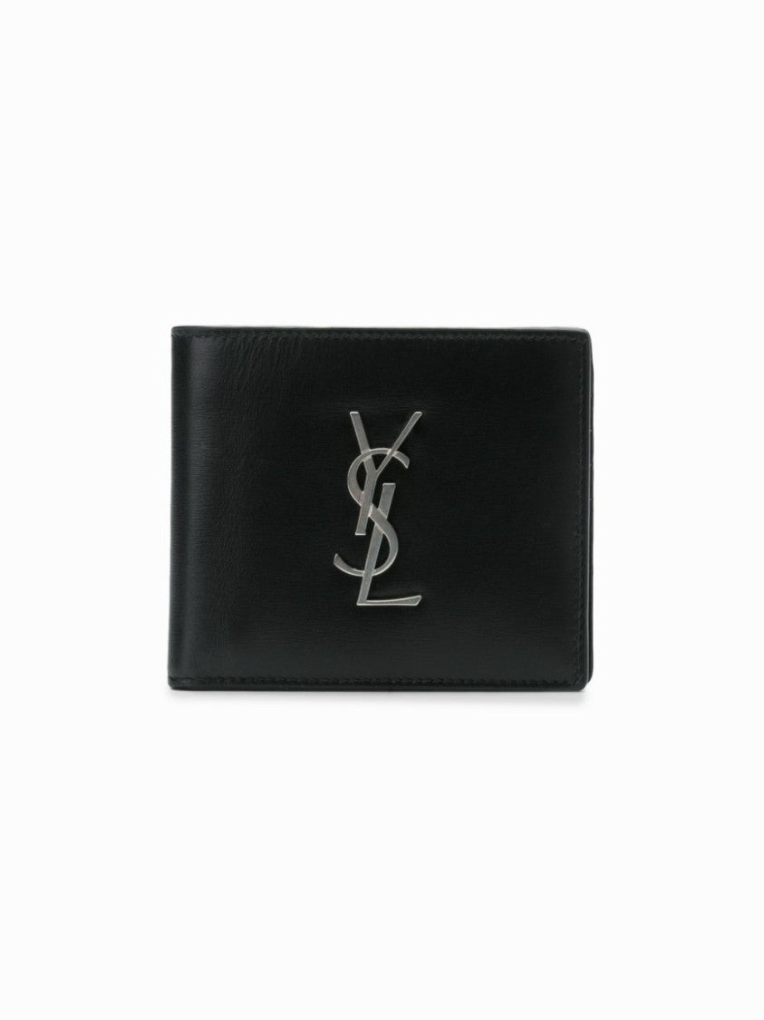 Saint Laurent East/West Monogram Wallet In Black Leather