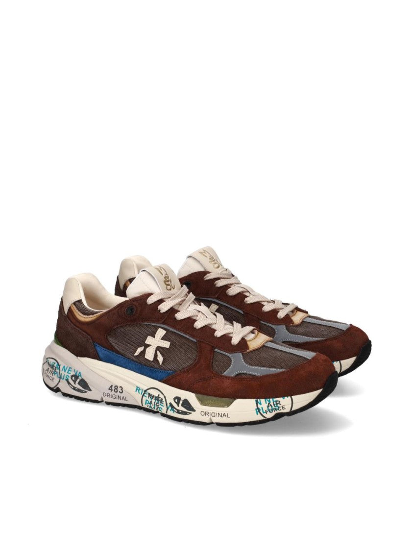Premiata Mesh And Suede Lace-Up Sneakers
