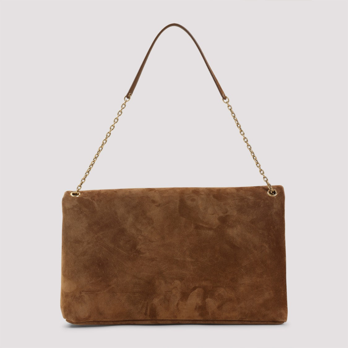 Saint Laurent Brown Suede Shoulder Bag With Envelope Flap