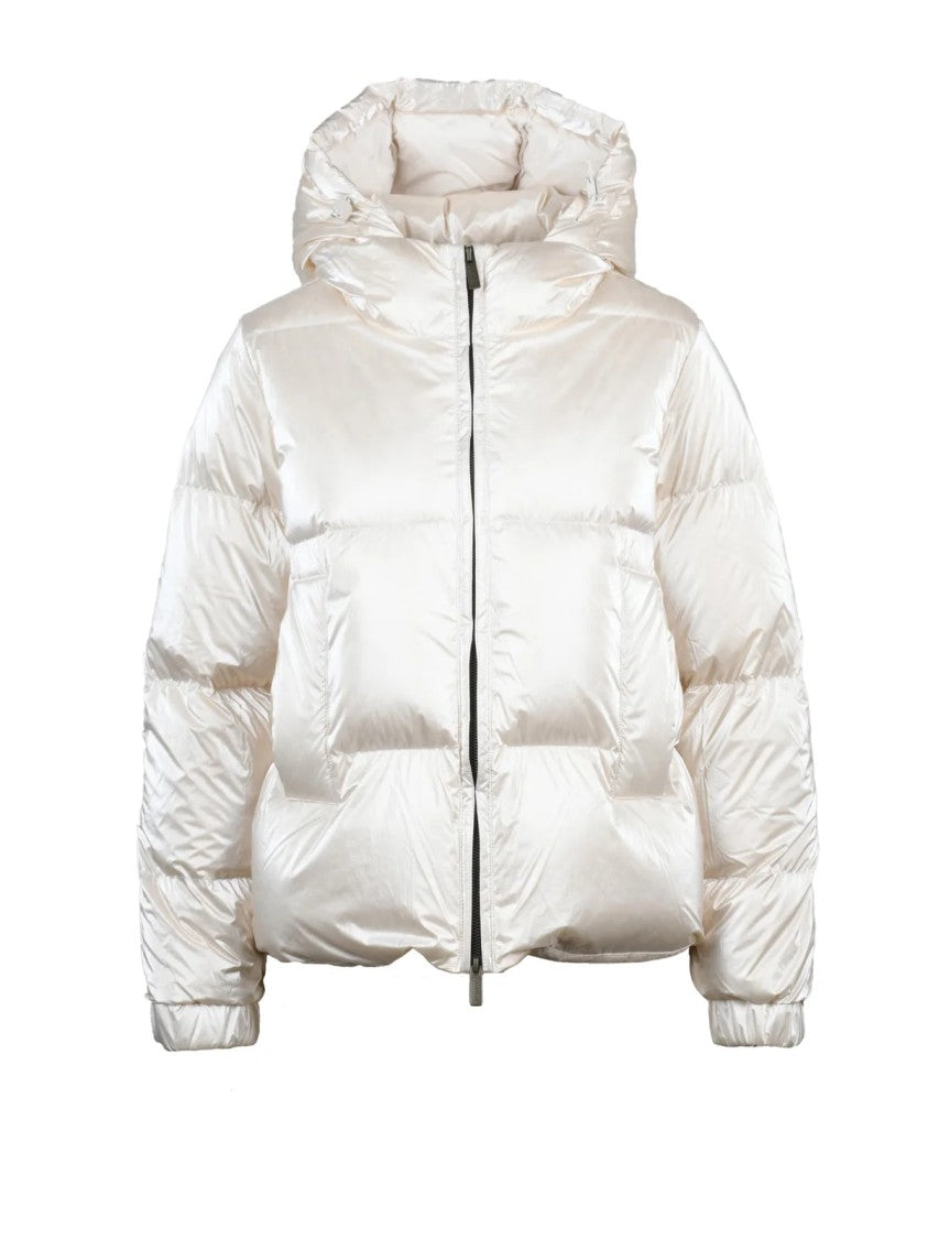 K-Way White Lethille Thermo Pearly Hooded Down Jacket