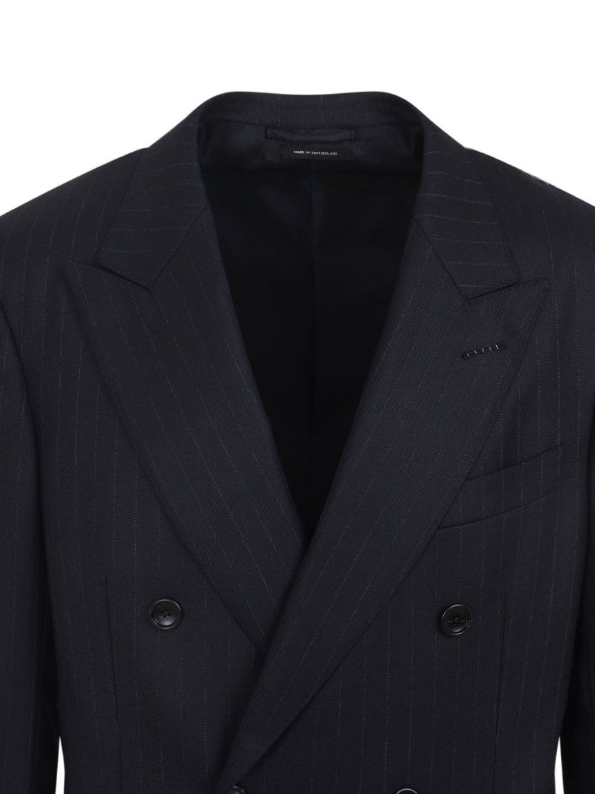 Tom Ford Double-Breasted Pinstripe Jacket With Wide Lapels