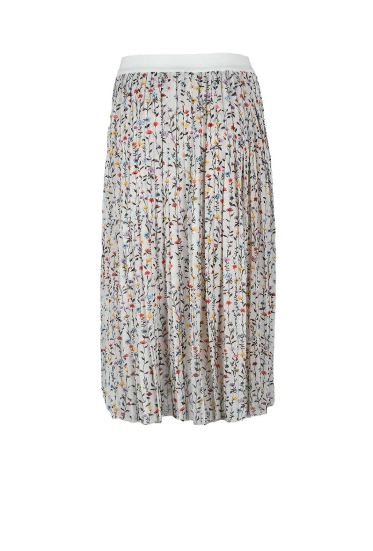 Semi Couture White Floral Tulle Midi Skirt