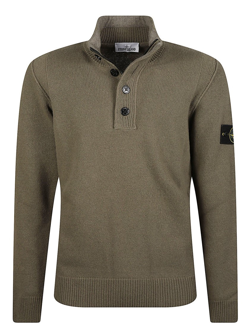 Stone Island Rws Ribbed High Collar Virgin Wool Sweater