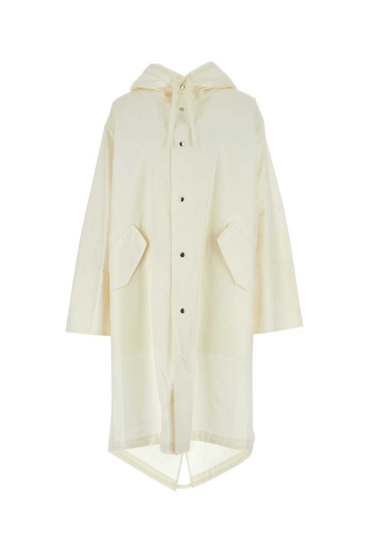 Jil Sander Ivory Cotton Parka With Bold Logo
