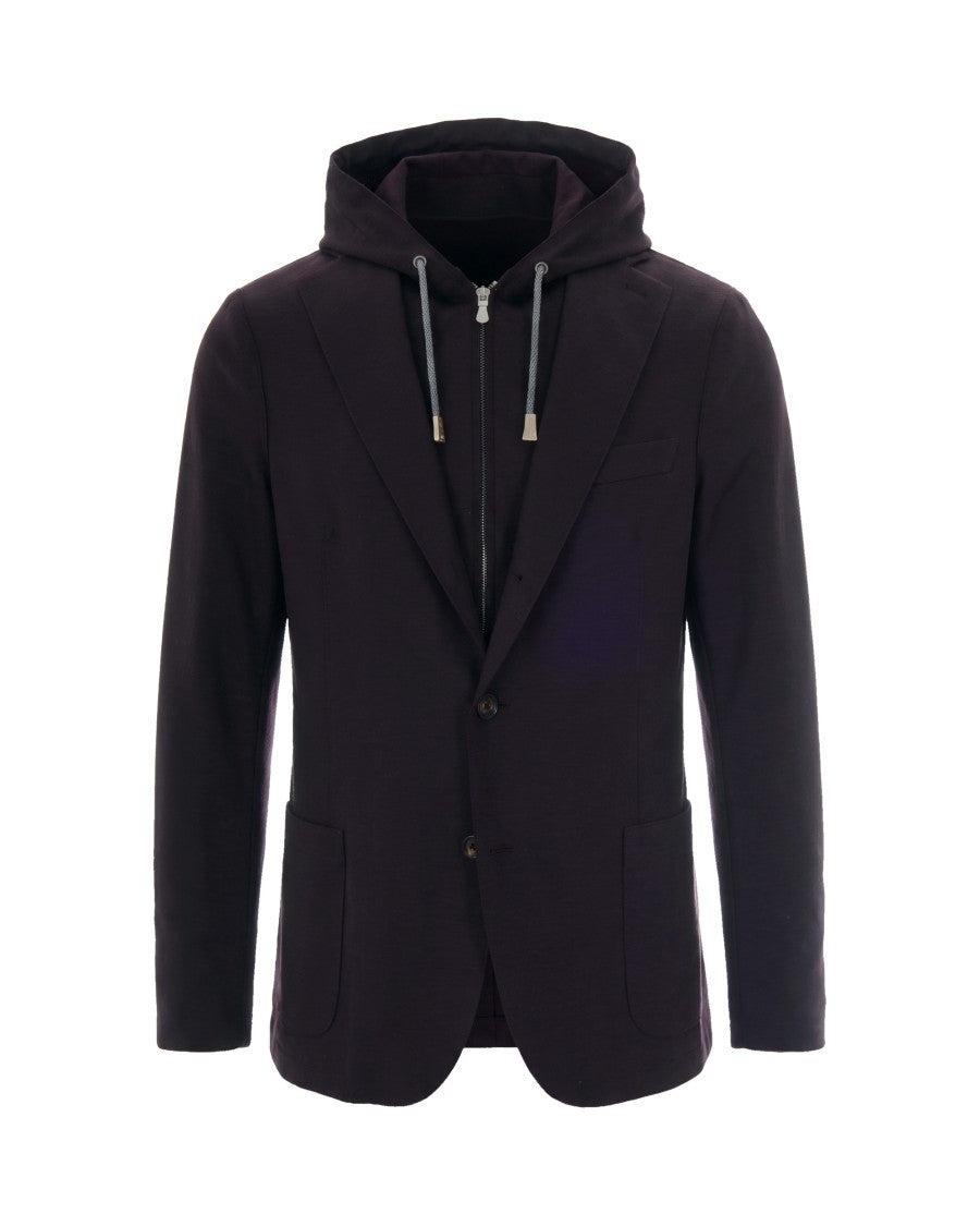 Eleventy Hooded Single-Breasted Wool-Blend Blazer