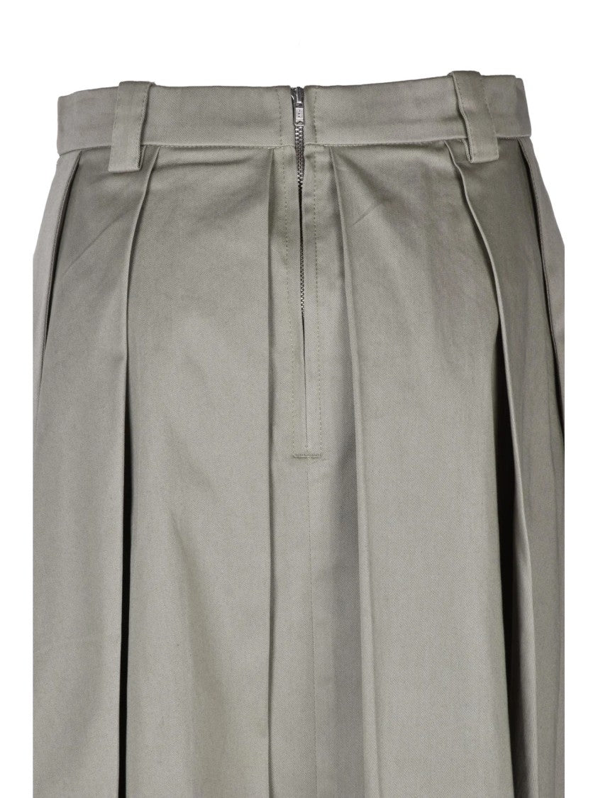 Department 5 Sage Green A-Line Stretch Cotton Pleated Skirt