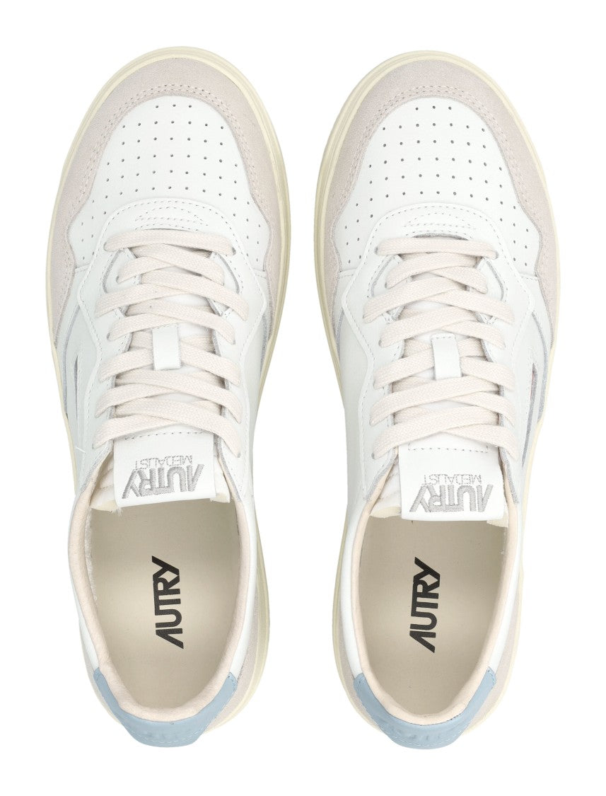 Autry Medalist Low White & Forget Me Not Suede Sneakers