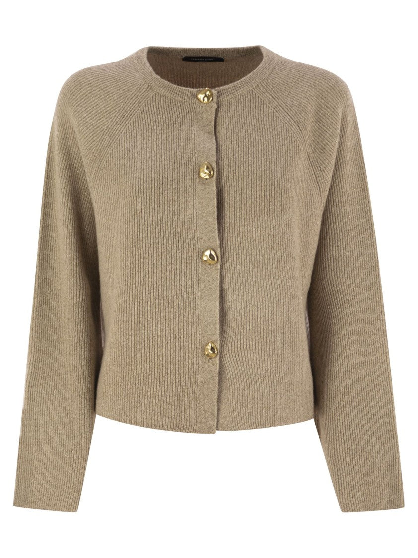 Fabiana Filippi English Knit Cardigan In Platinum And Lurex