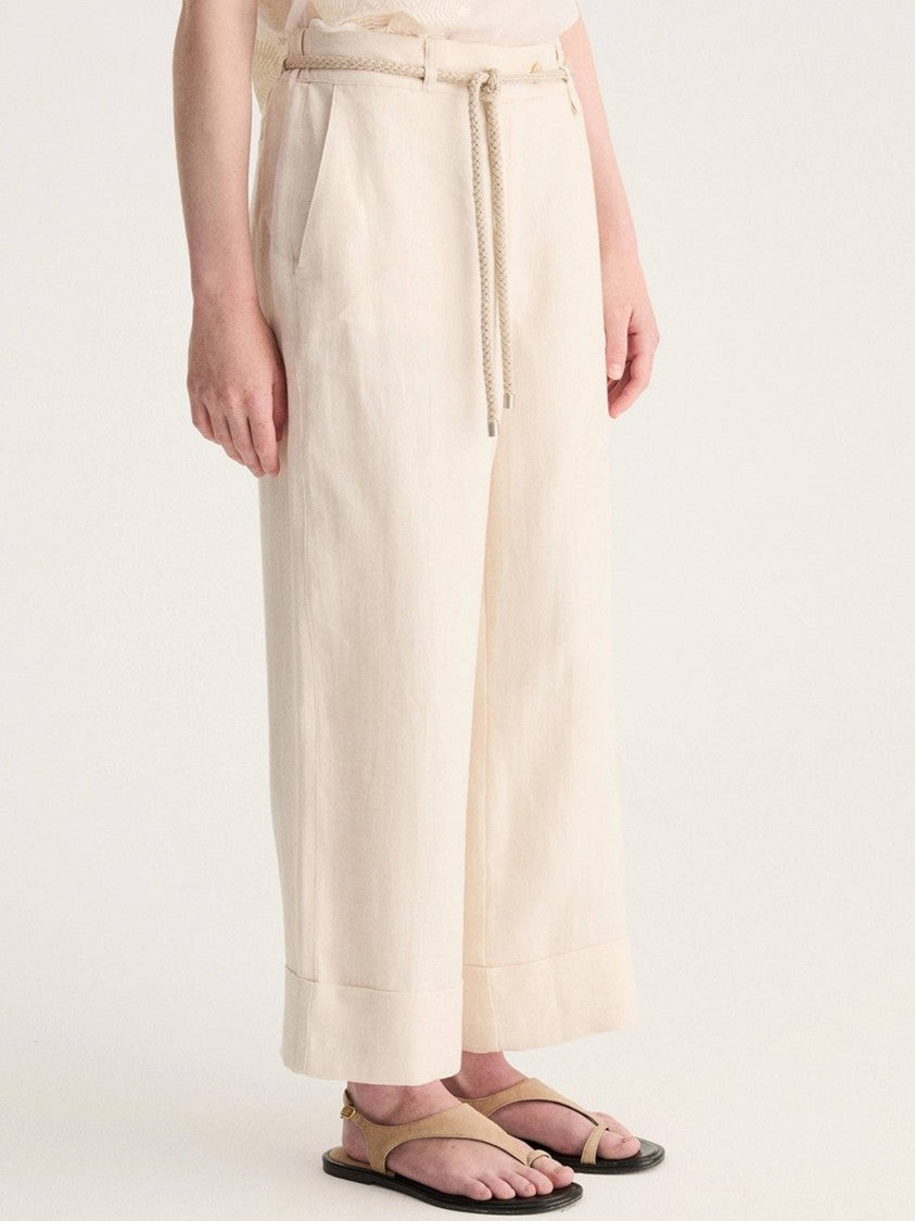 Biancalancia Wide-Leg Cropped Rope Belt Pants