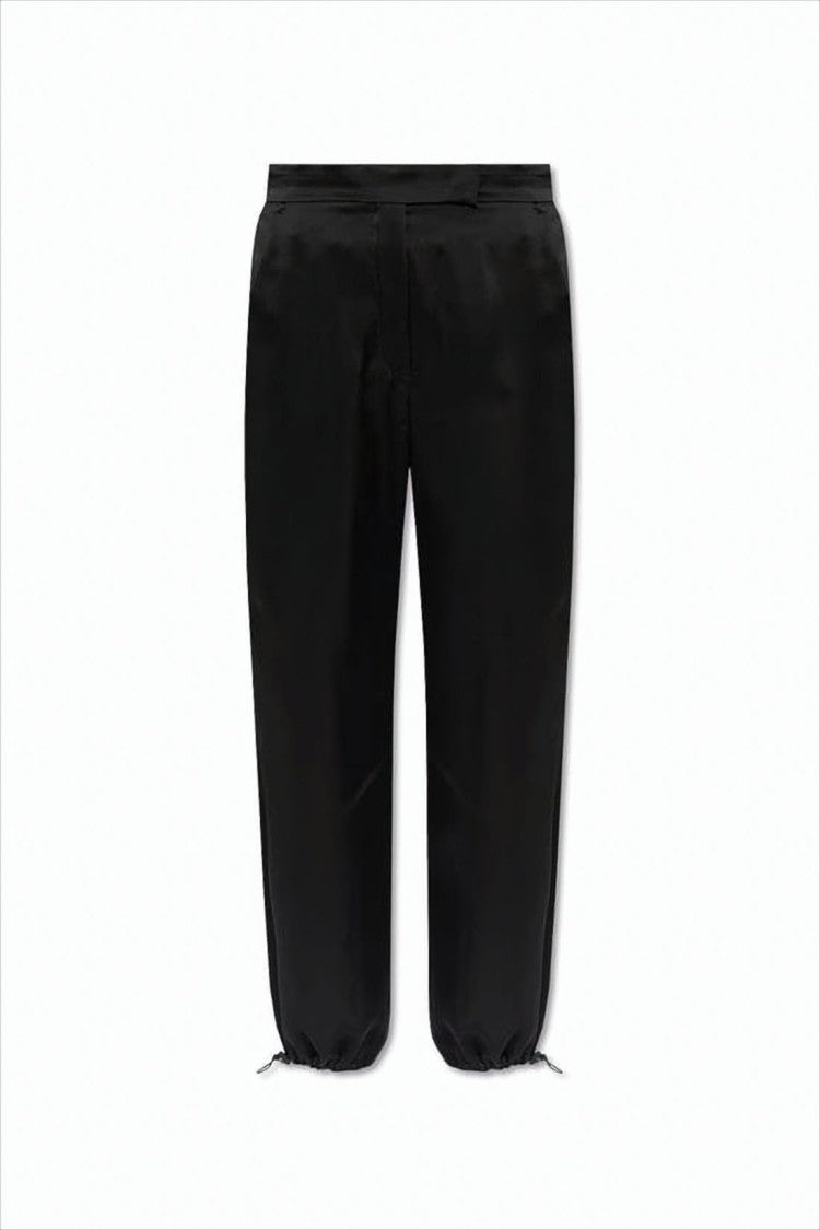 Max Mara Satin-Finish High Waist Pants With Drawstring Hem