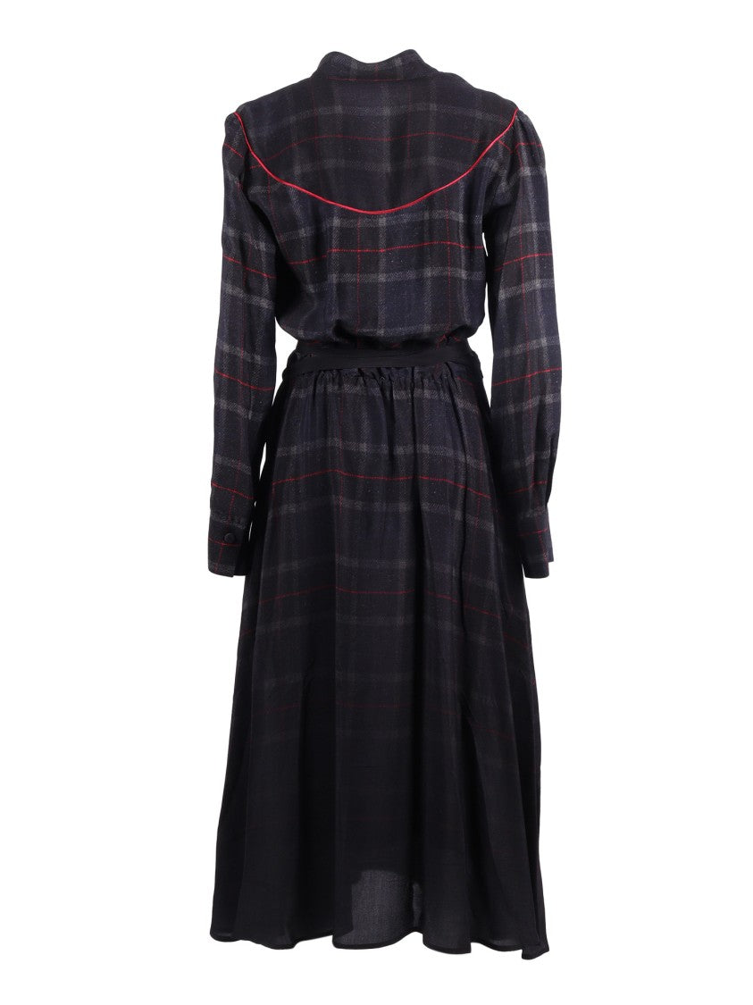 Shirt A Porter Dark Plaid Midi Dress
