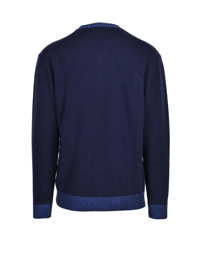 Cashmere Company P. Crew Neck Sweater With Contrasting Ribbed Trims