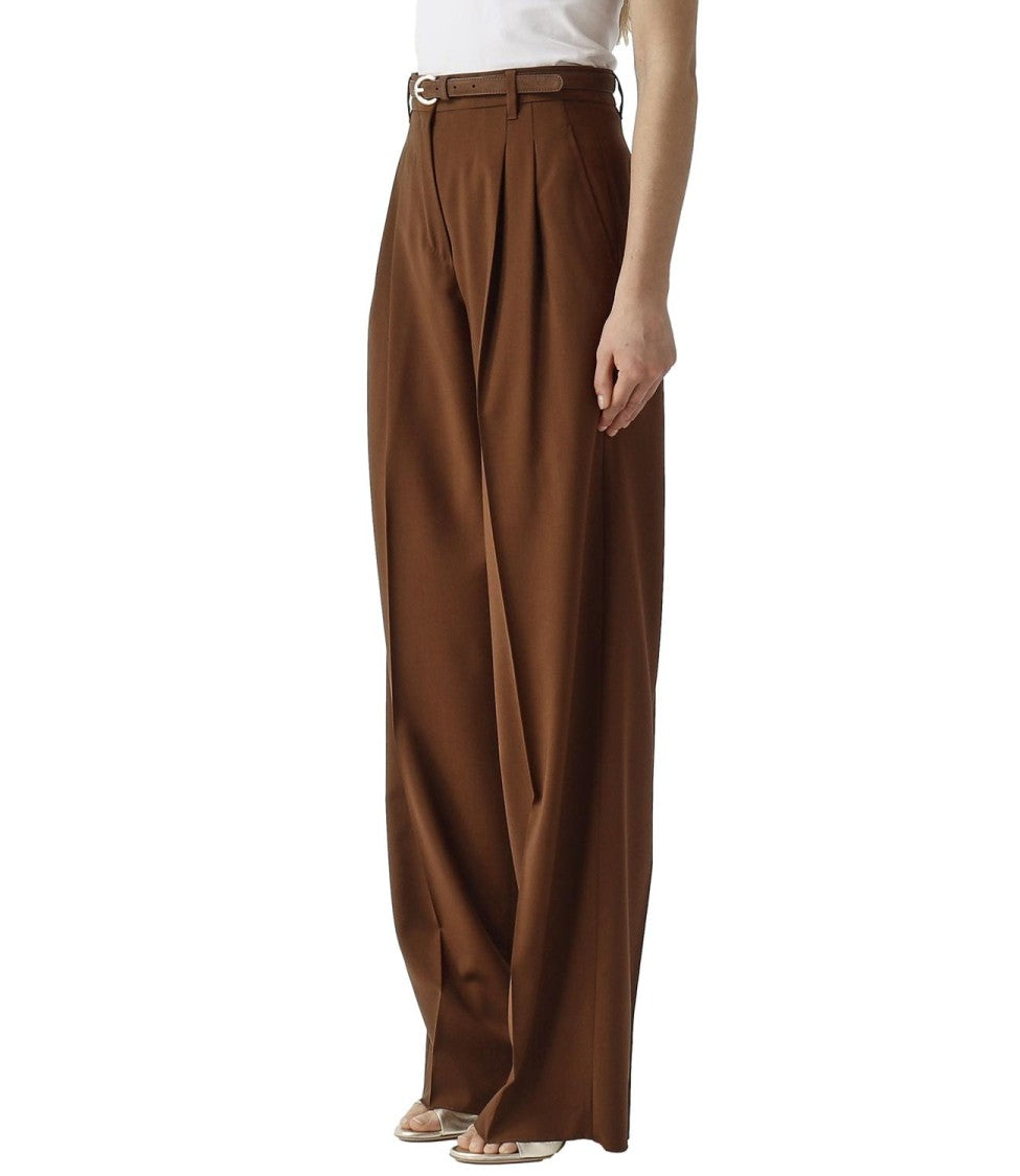 Max Mara Chocolate Brown Virgin Wool Trousers