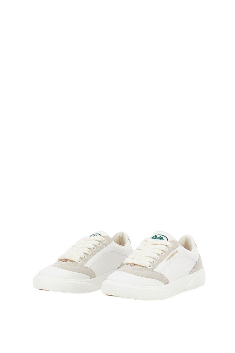 Casablanca White Suede Perforated Fabric Sneakers