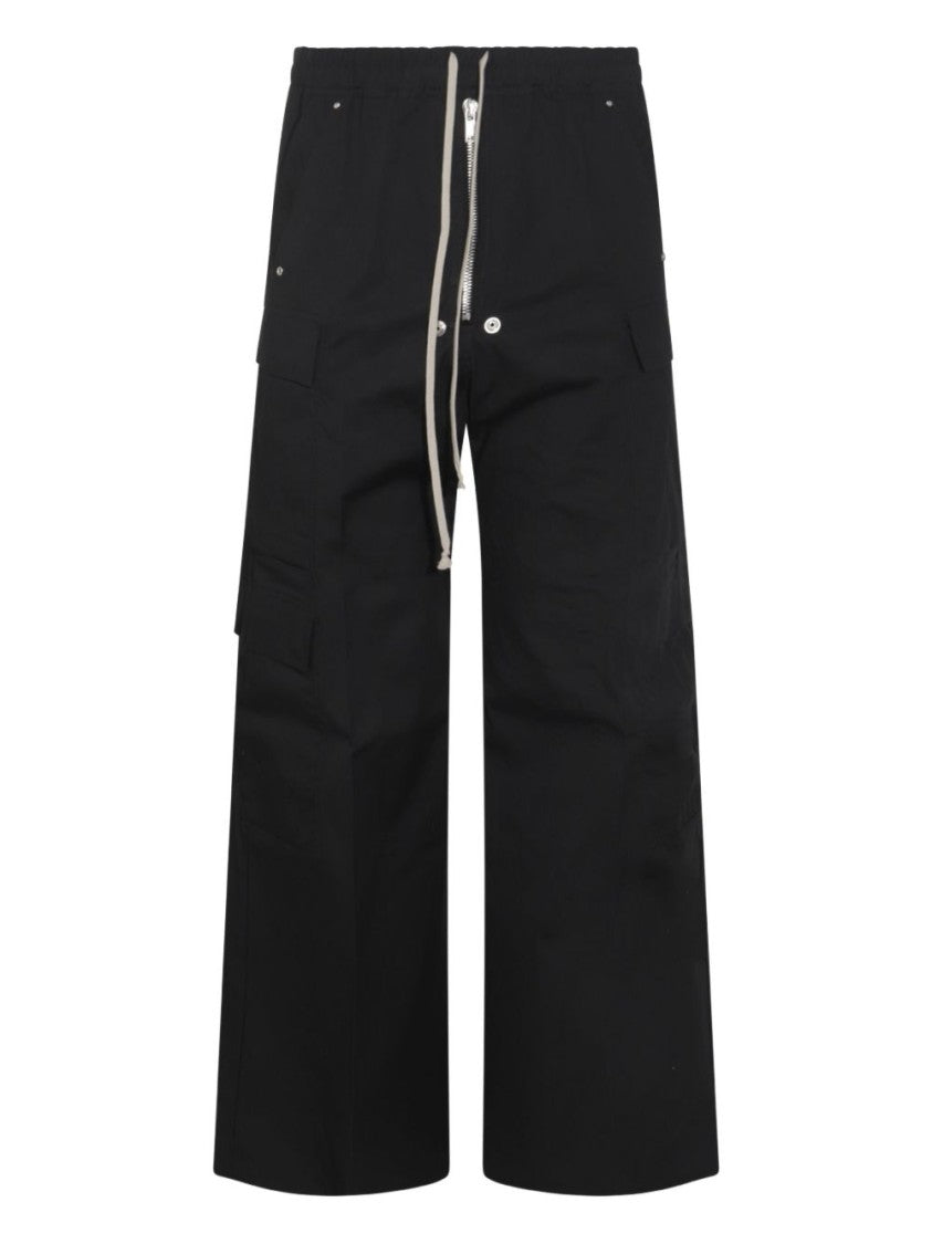 Rick Owens Relaxed-Fit Black Trousers With Cargo Pockets