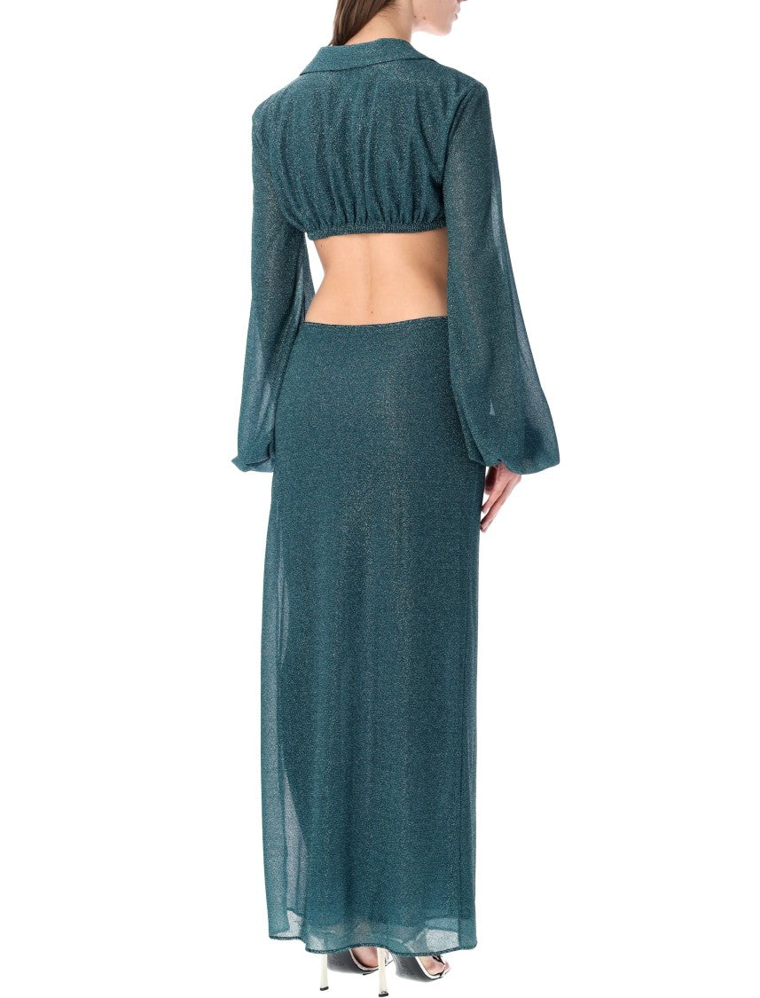 Oséree Lumière Cut-Out Long Dress With Central Ring Accent