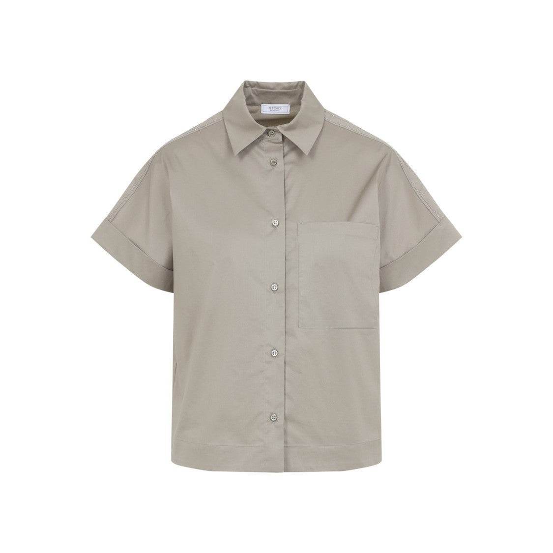 Peserico Relaxed-Fit Green Cotton-Elastane Shirt With Classic Collar