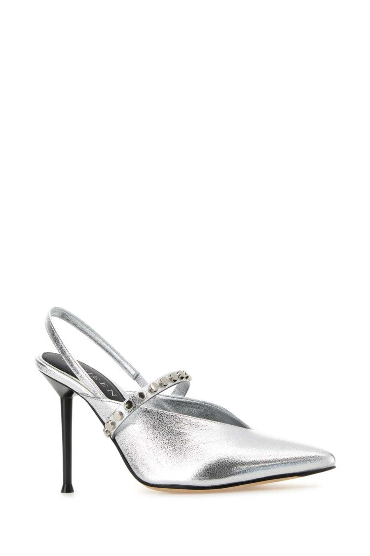 Alexander Mcqueen Silver Leather Revel Pumps