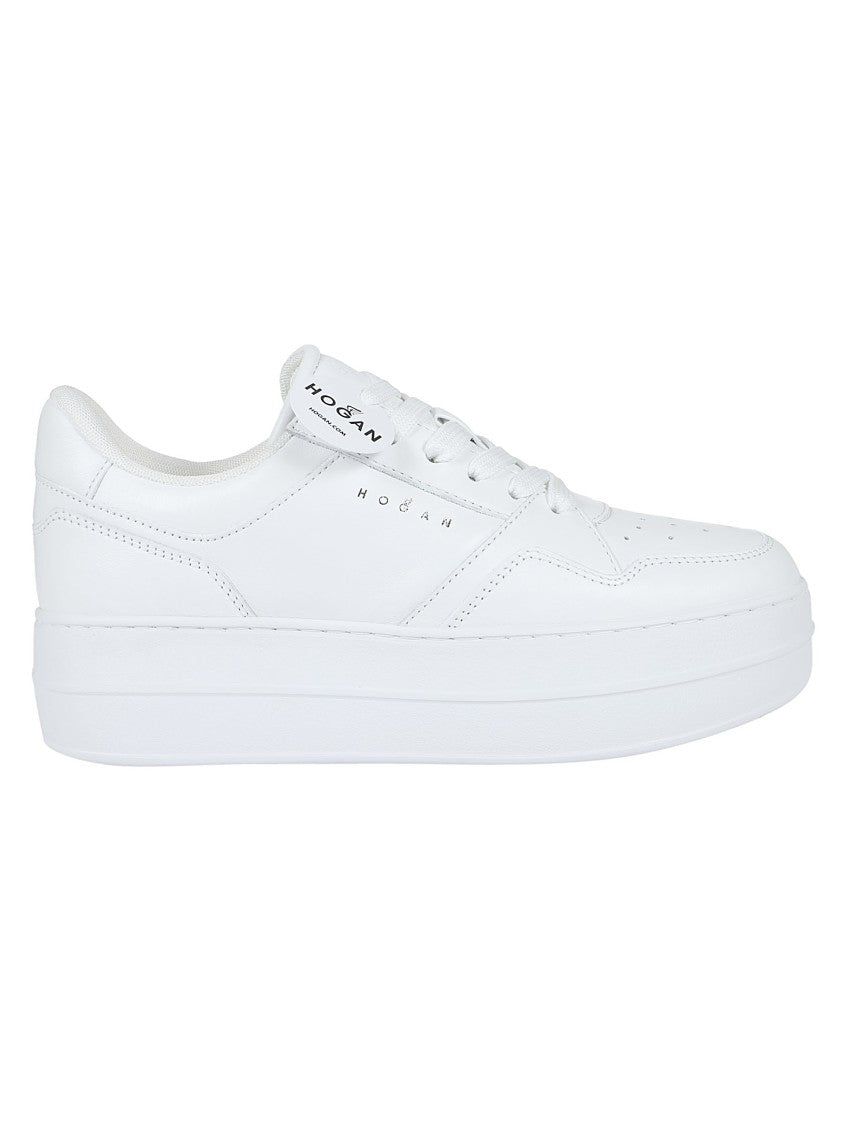 Hogan H670 White Leather Platform Sneakers