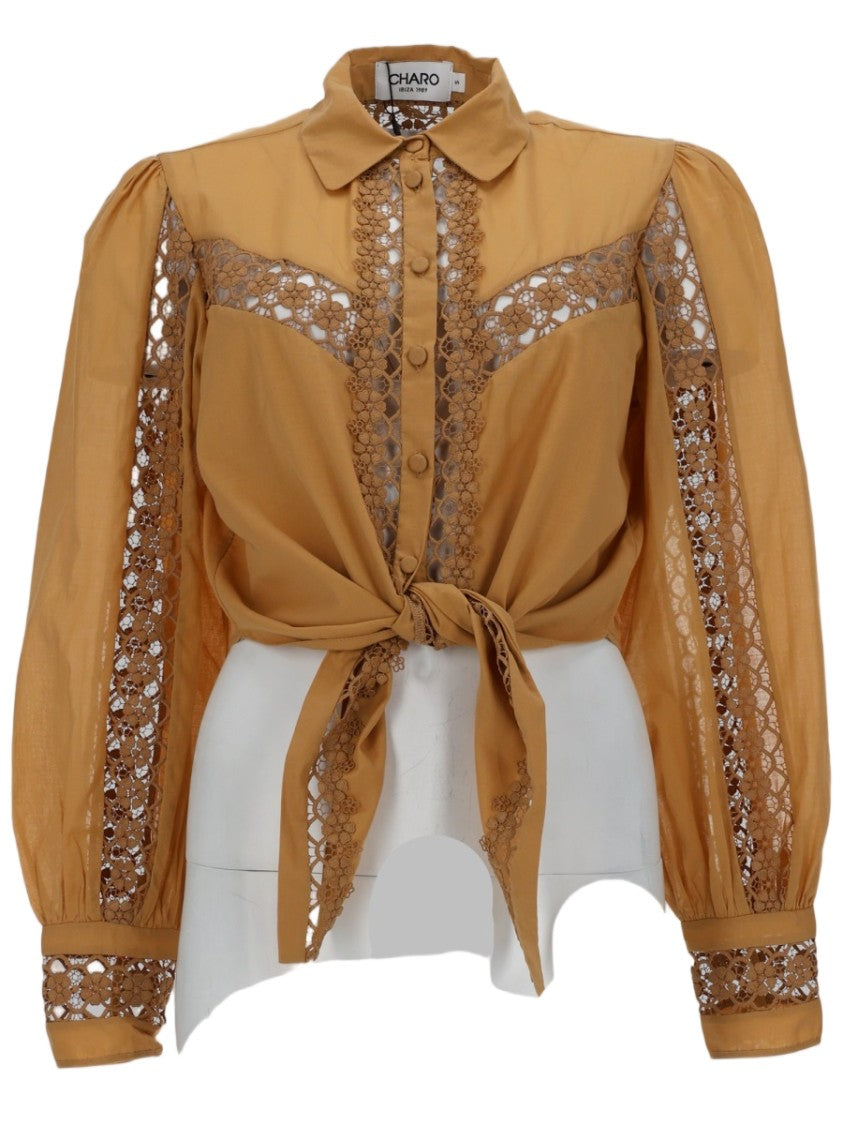 Charo Ruiz Ibiza Devi Warm Brown Lace Blouse