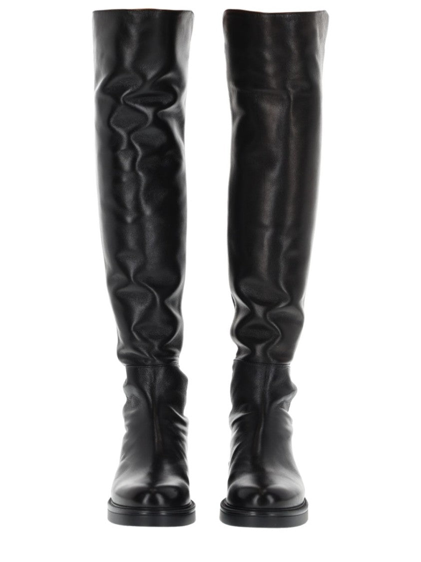 Stuart Weitzman Black Leather Celia Slouched Boots