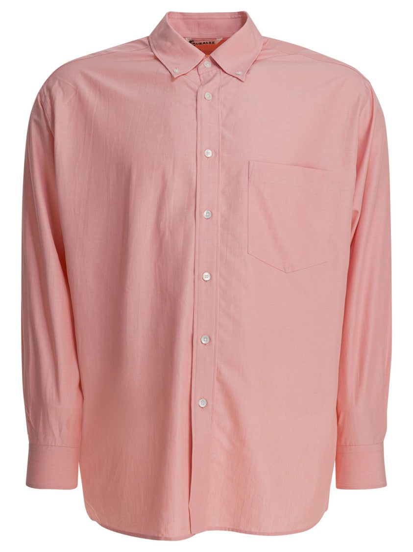 Auralee Silk Shirt With Button-Down Collar
