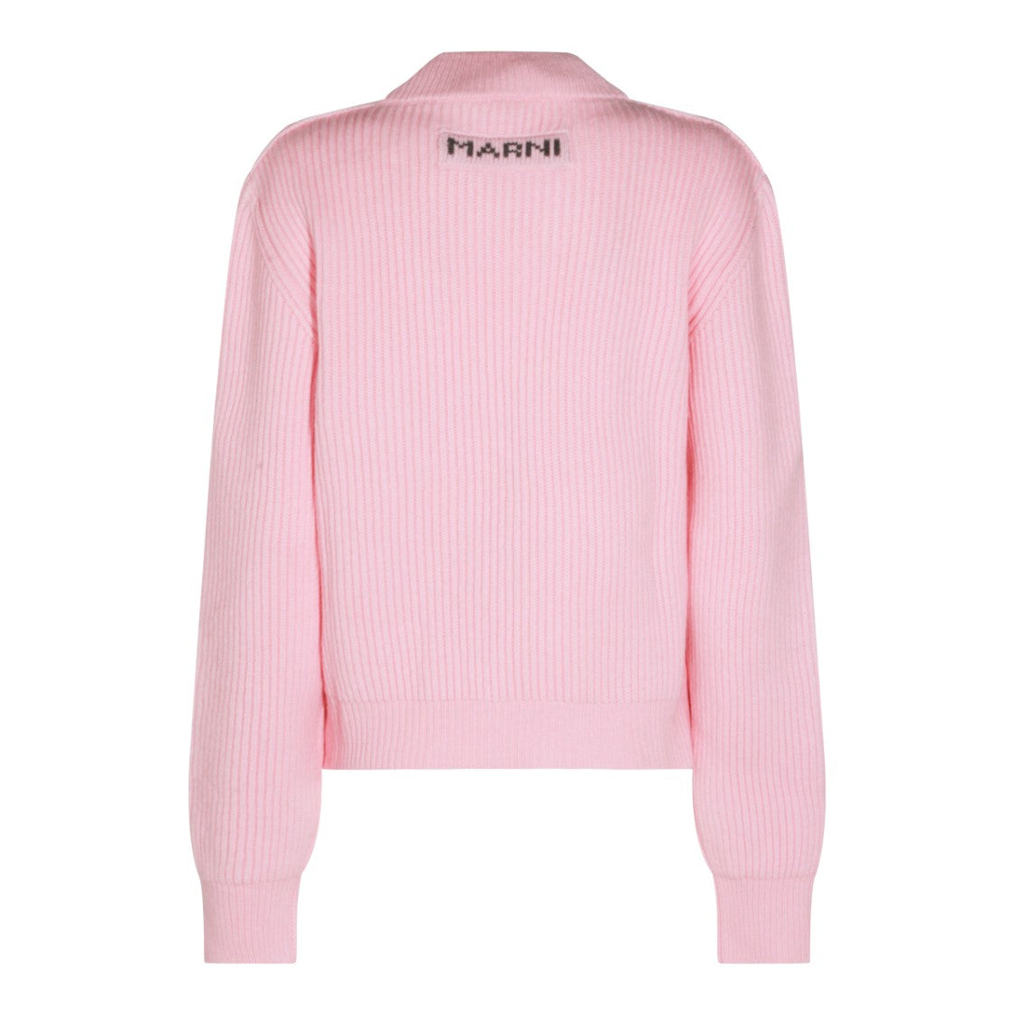 Marni V-Neck Wool Knitwear Sweater With Ribbed Accents