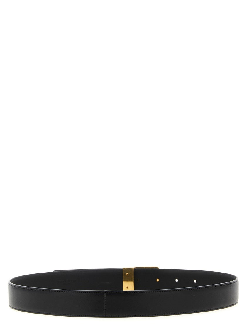 Saint Laurent Patent Leather Belt With Cassandre Logo Buckle