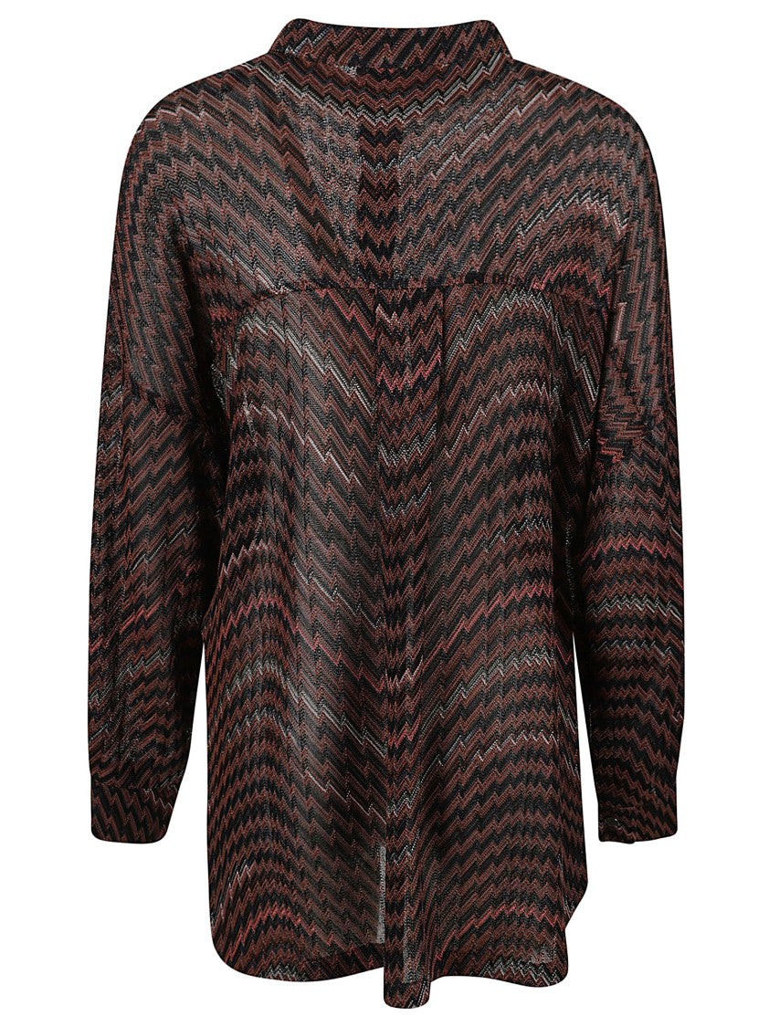 Missoni Mandarin Collar Oversize Blouse With Wavy Zigzag Pattern