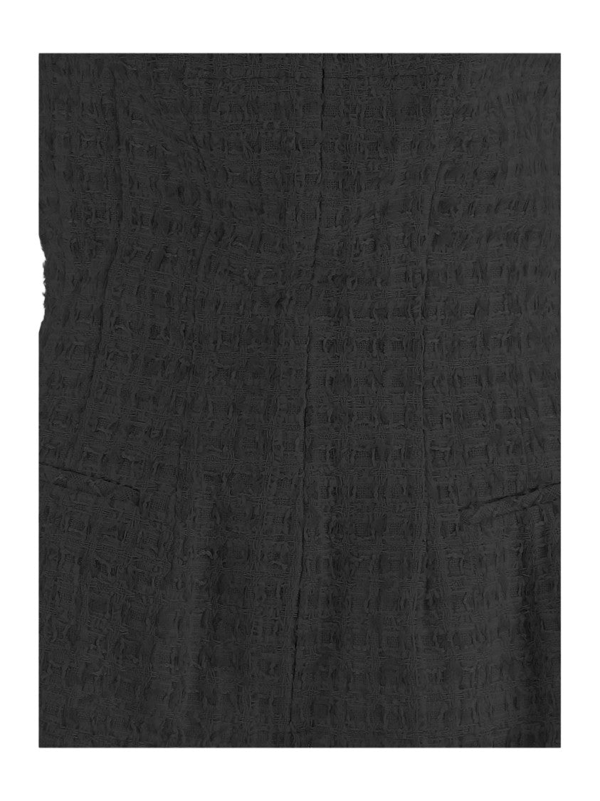 Matieres Fecales Black Fringed Off-Shoulder Technical Top