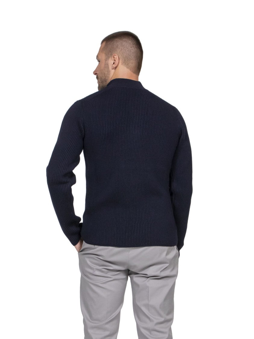 Dolce & Gabbana Maglia Lupetto Half-Zip Ribbed Knit Pullover