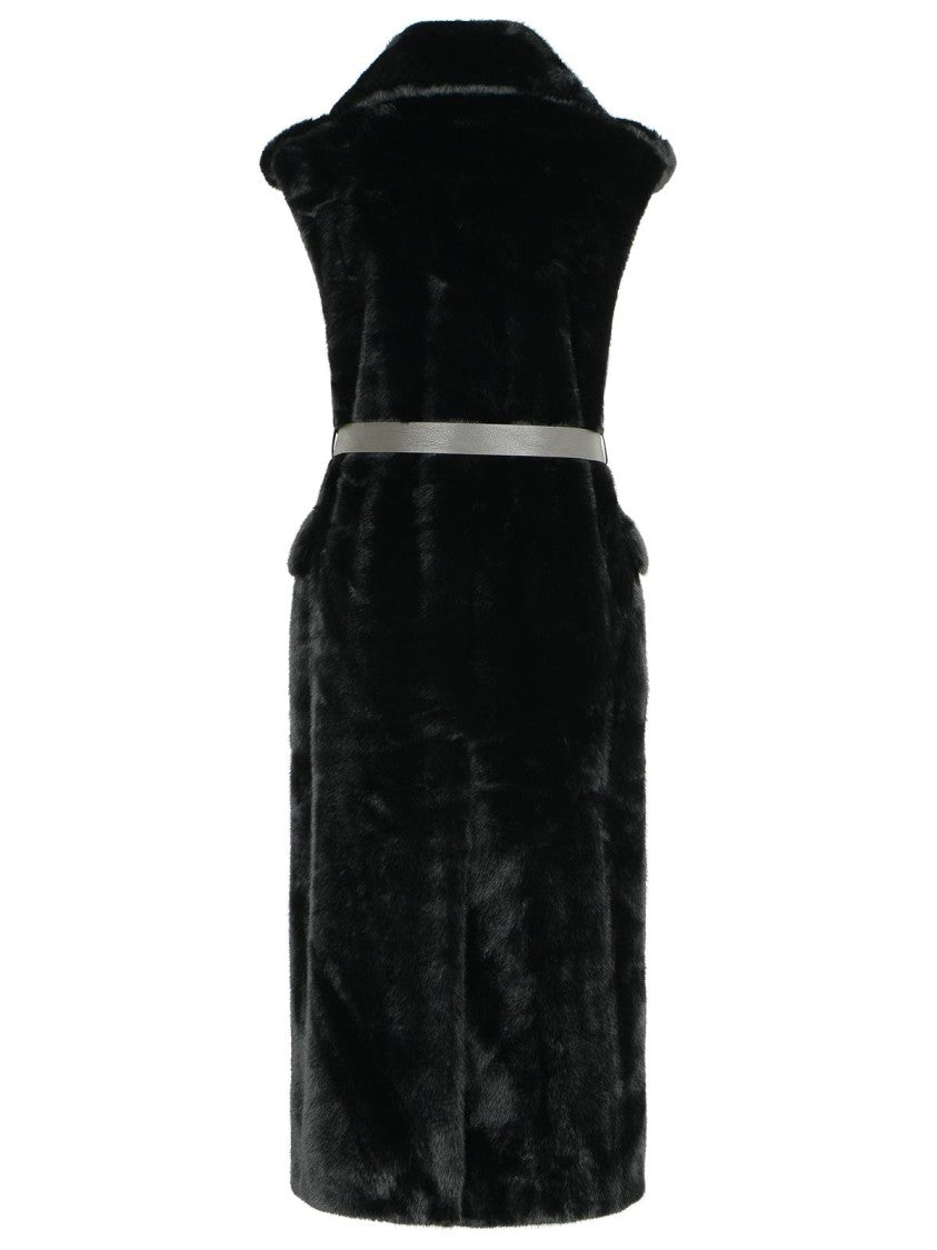 P.A.R.O.S.H. Black Faux Fur Coat