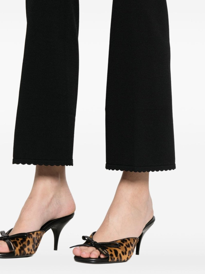 Twin-Set Black Scalloped Trim Flared Pants