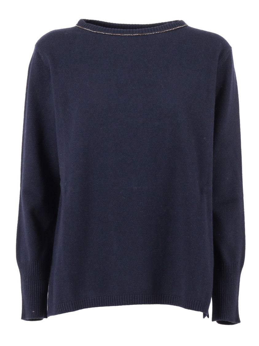 Kangra Cashmere Boat Neck Sweater With Decorative Trim