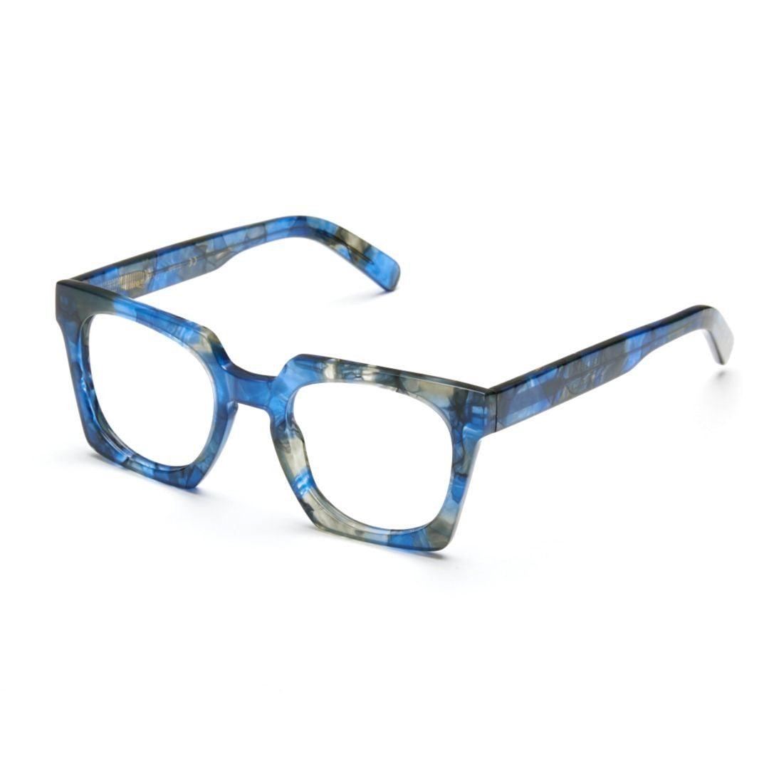 Kador Maya Oversized Square Frame Sunglasses With Marbled Blue Pattern