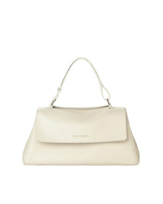Orciani Hammered White Leather Shoulder Bag