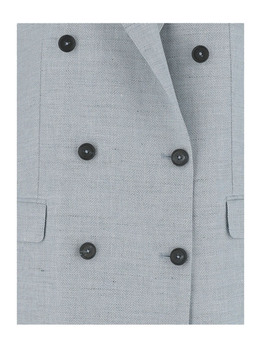 Tagliatore Double-Breasted Jacket In Linen Blend