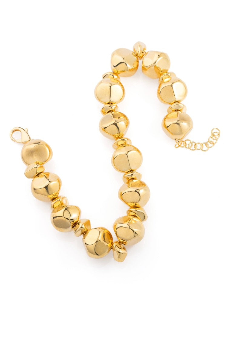 Federica Tosi Gold Mix Stone 18K Gold Plated Bronze Metal Necklace