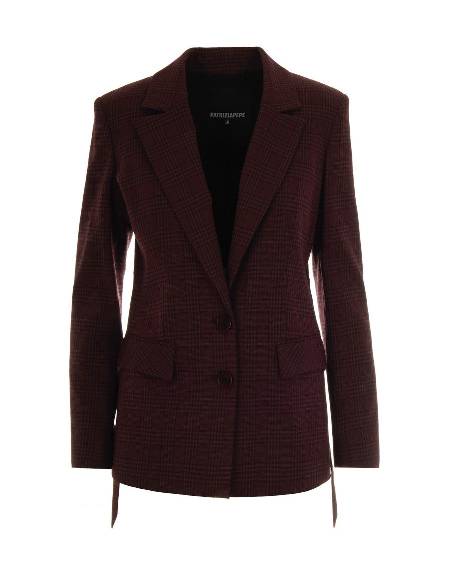 Patrizia Pepe Fluid Check Blazer - Purple Red