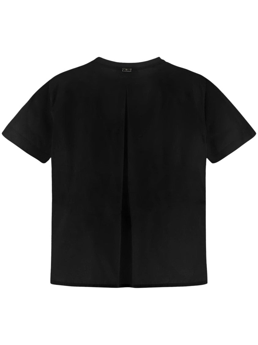 Herno Boxy Black Blouse With Drawstring Accents