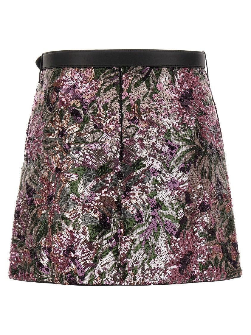 Self-Portrait 'Floral Sequin Mini' Skirt