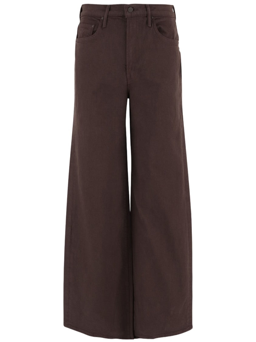 Mother Wide-Leg Stretch Cotton Jeans With Classic Five-Pocket Style