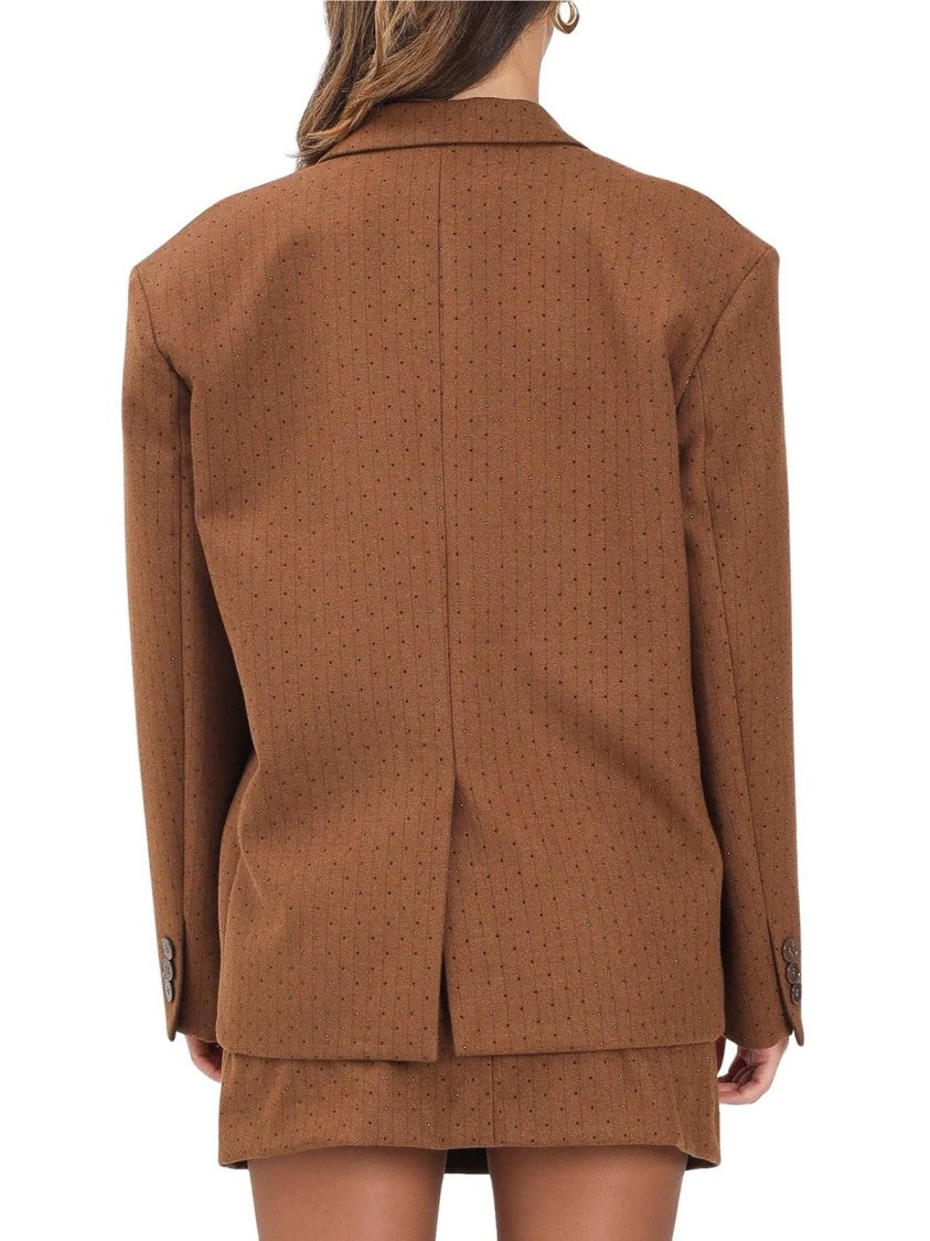 Vicolo Biscuit Viscose-Blend Double-Breasted Blazer