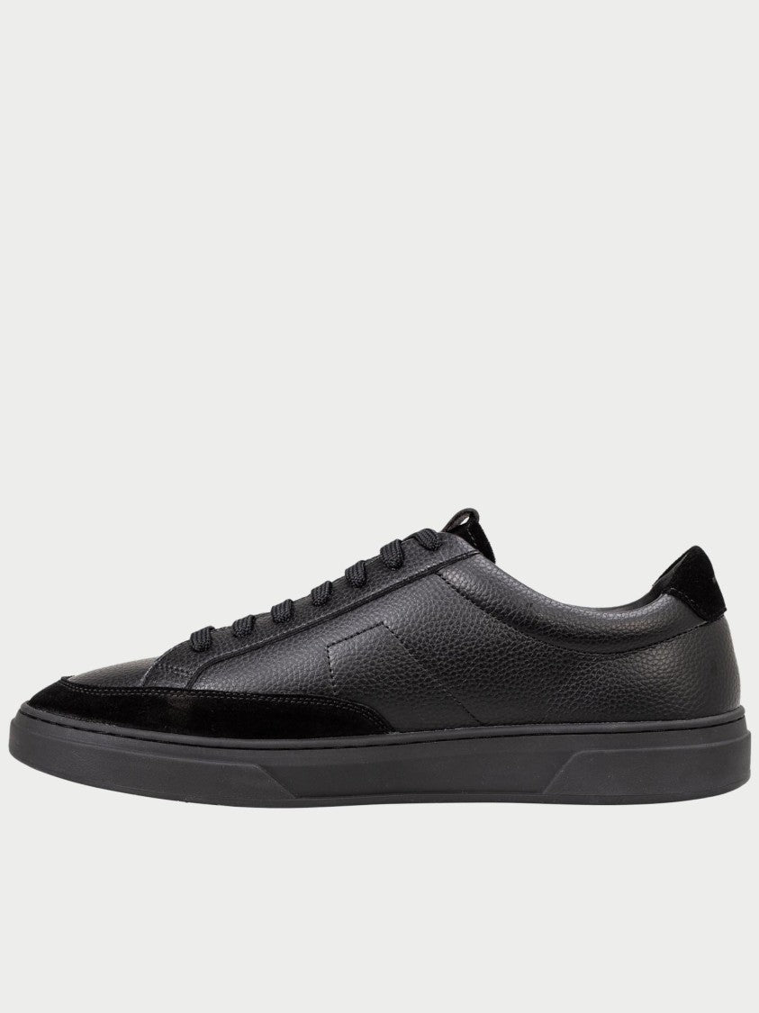 Hugo Boss Black Textured Leather Suede Sneakers