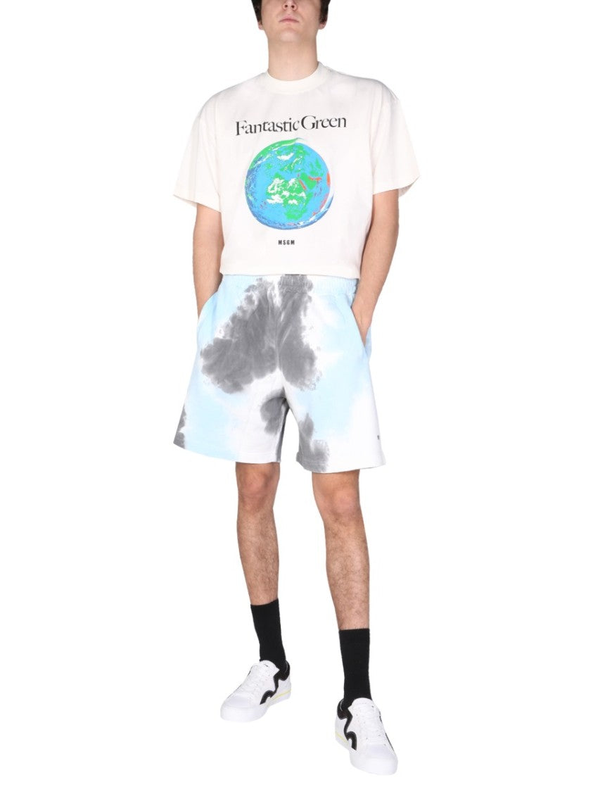 Msgm Tie Dye Pattern Bermuda