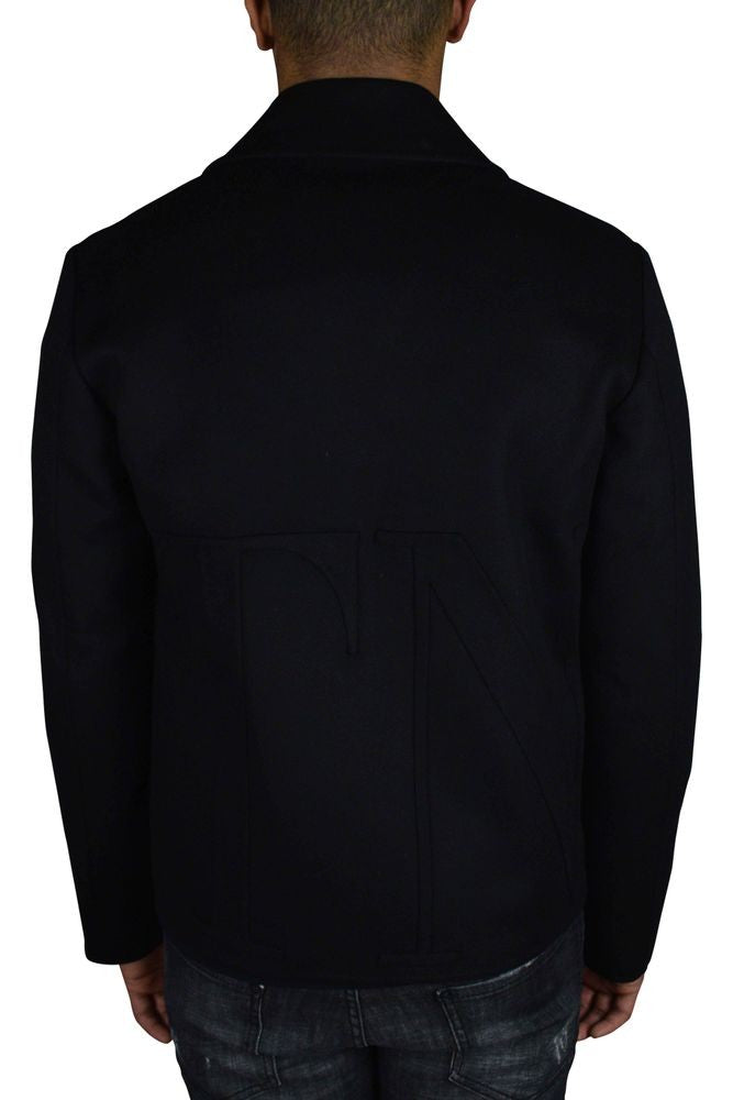 Valentino Garavani Black Wool Jacket With Vltn Embroidery