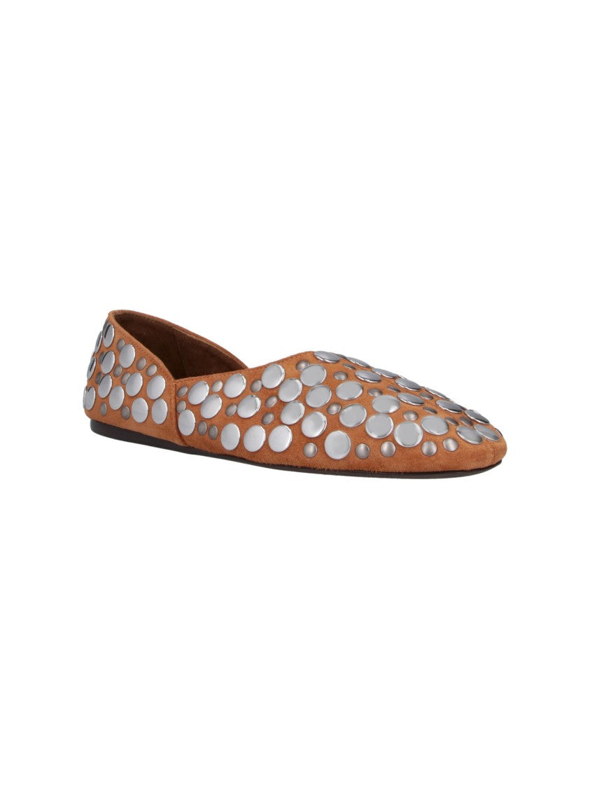 Khaite Brown Jane Studs Pointed-Toe Flats