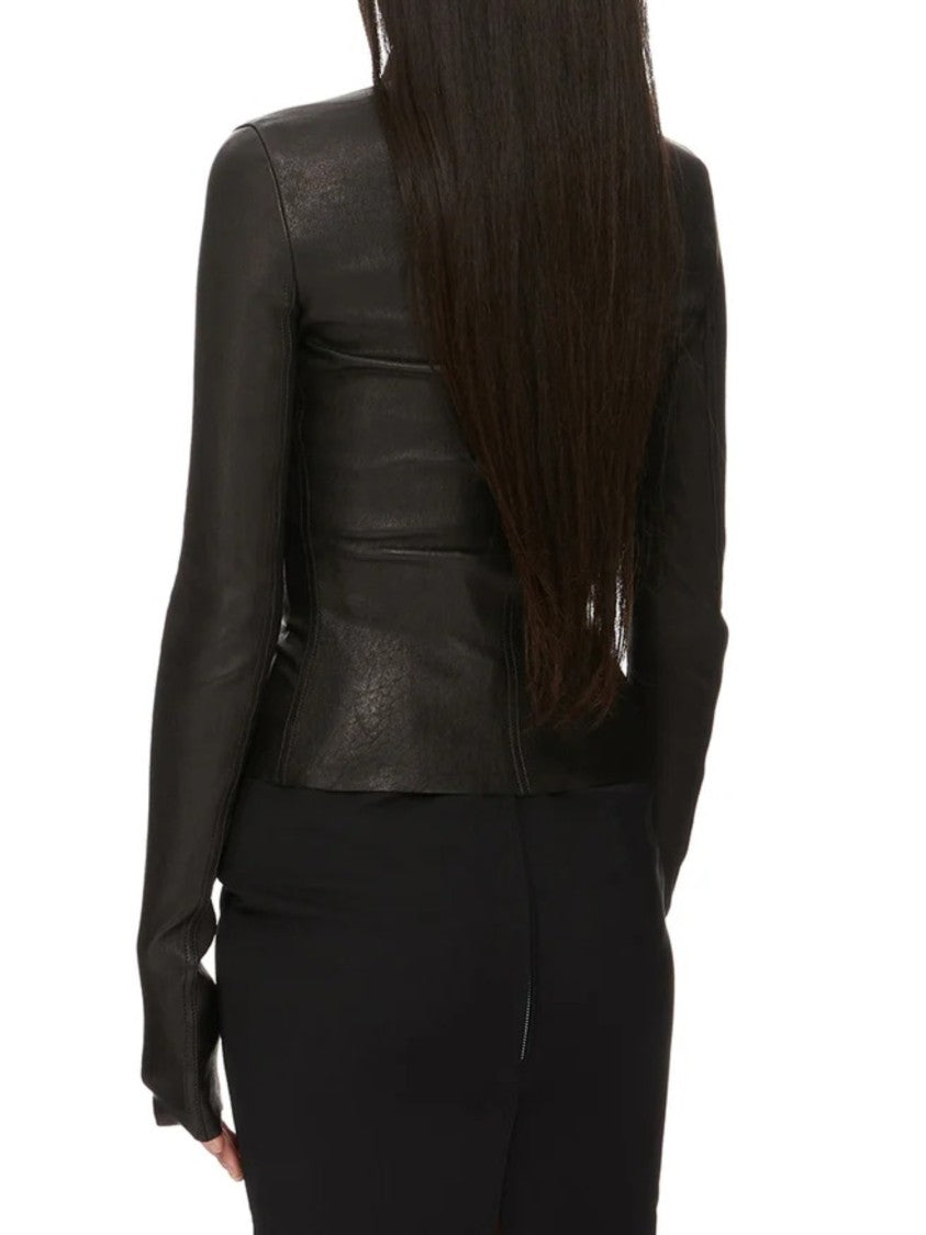 Rick Owens Gary Black Fitted Leather Jacket